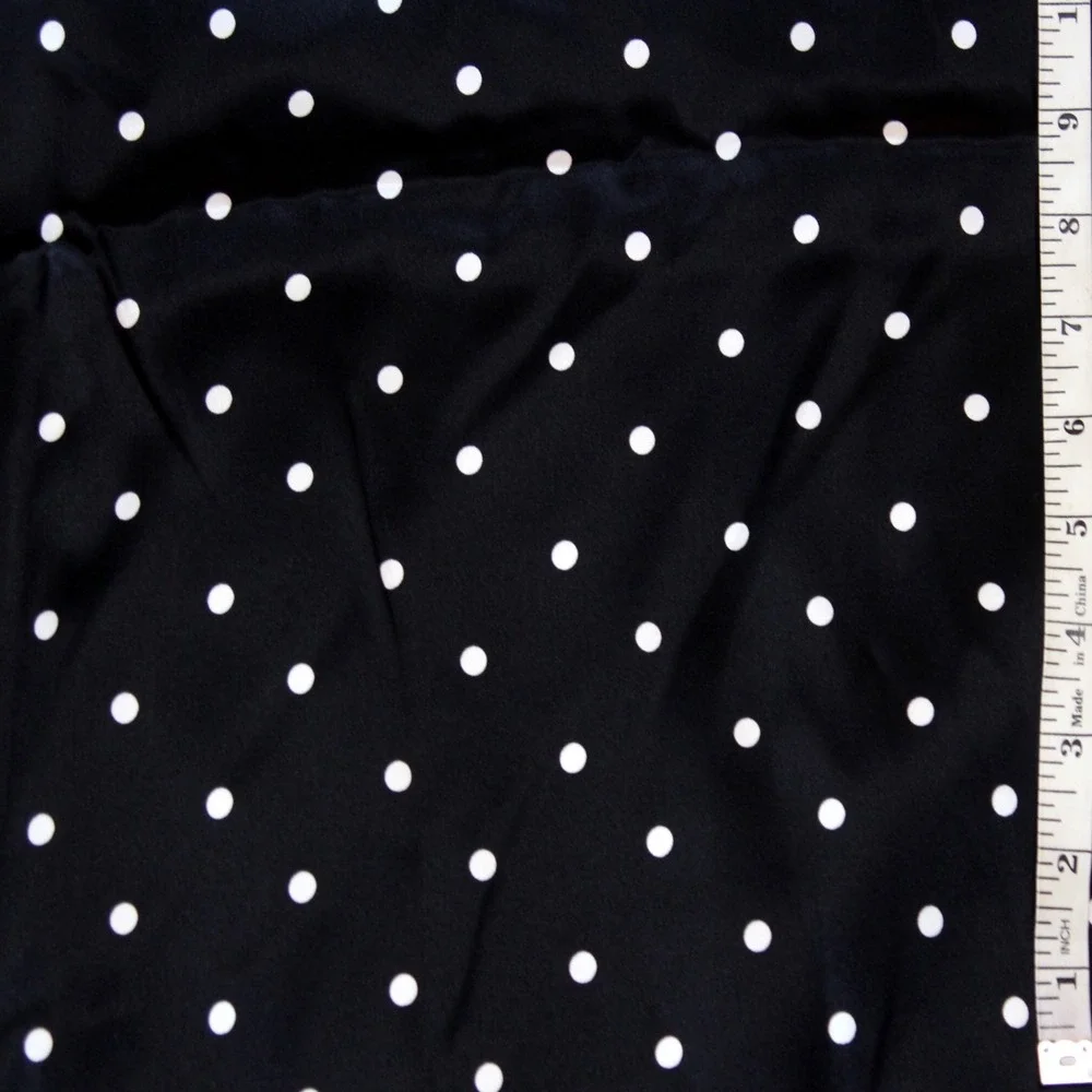 Black White Polka Dot 100 Pure Silk Charmeuse 19mm Fabric By Half Yard 44